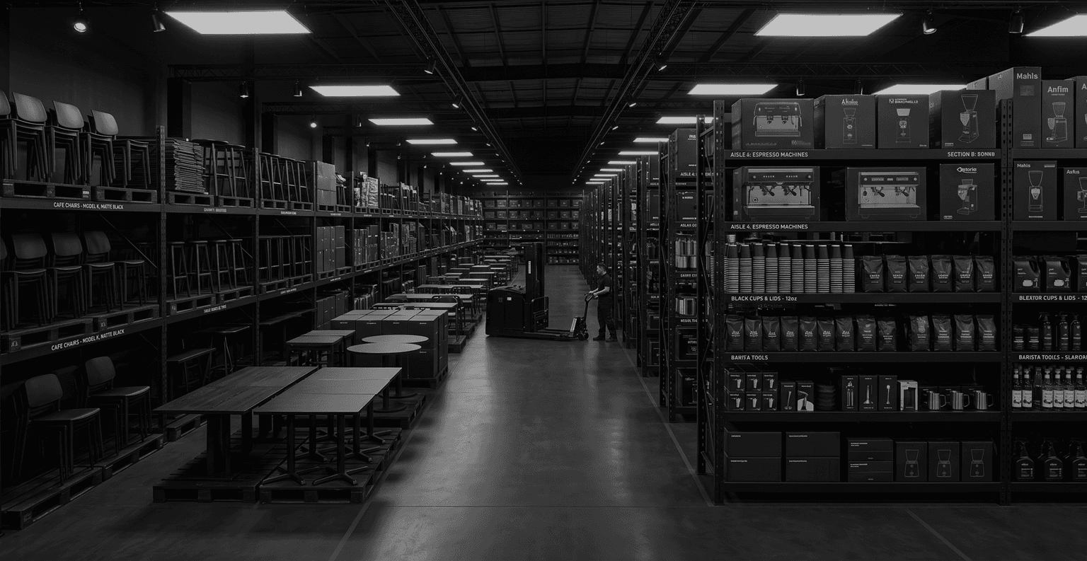 Corporate office setup warehouse aisle